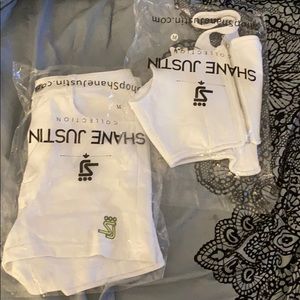 Shane Justin two piece white outfit high waisted